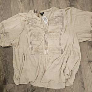 Zara Cream Embroidered Blouse